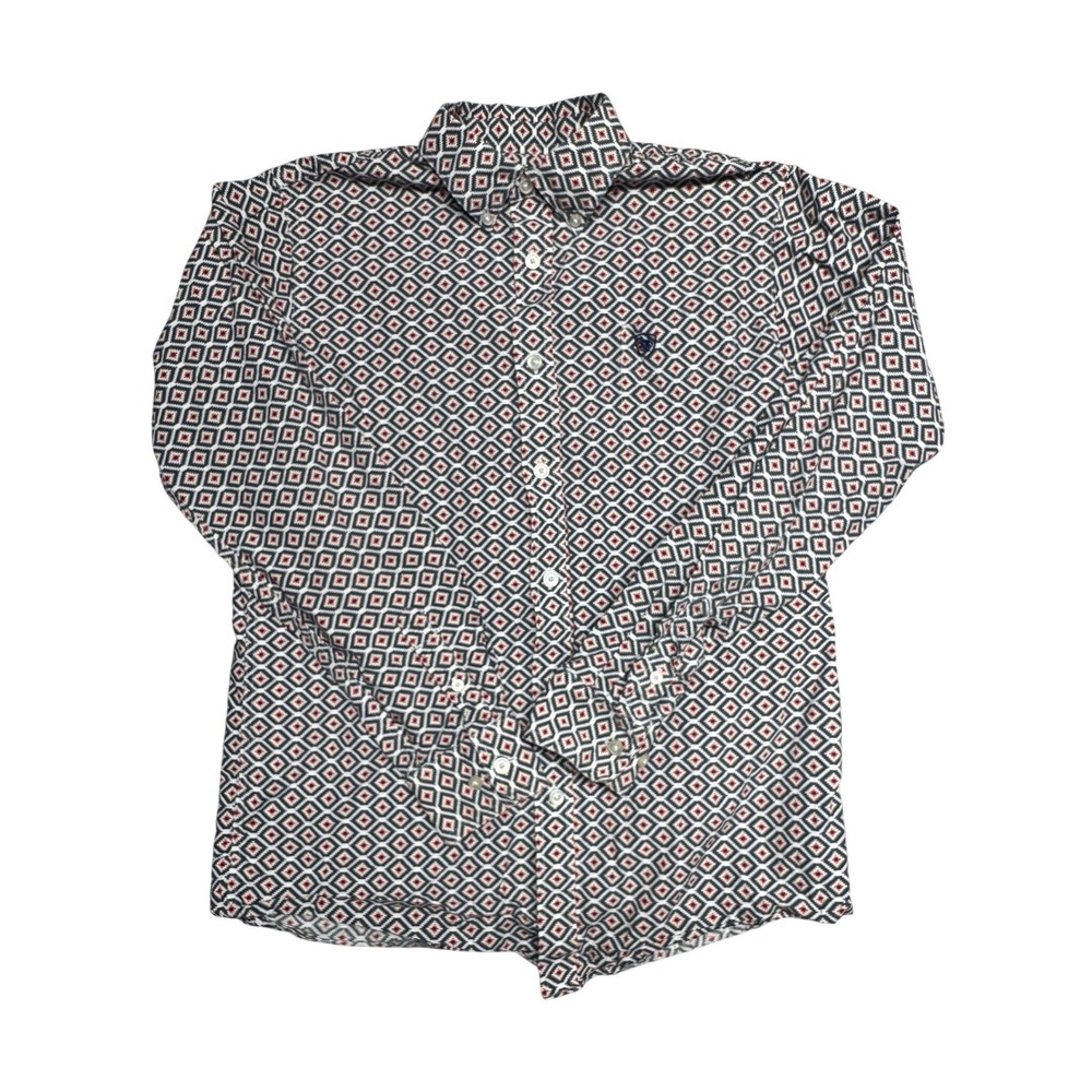 Ariat Boys XL 18 Geometric Diamond Print Long Sleeve Western Button Down Shirt